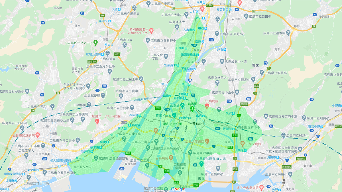 広島県のウーバーイーツ配達エリアと範囲