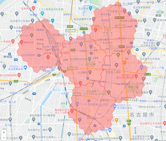 名古屋市のmenu(メニュー)対応エリア・配達エリア
