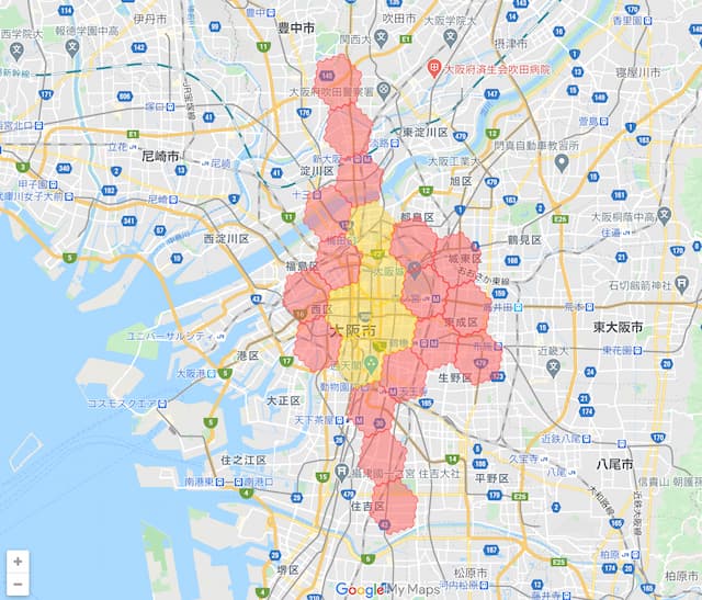 大阪のmenu配達エリア