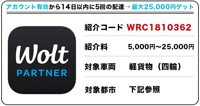 最大25,000円が貰える登録キャンペーン(軽貨物、四輪)