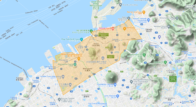 香川県で利用できるフードデリバリーの対応エリア